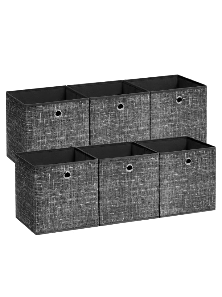 6er-Set: Aufbewahrungsbox Tina in Schwarz - (B)33 x (H)33 x (T)33 cm