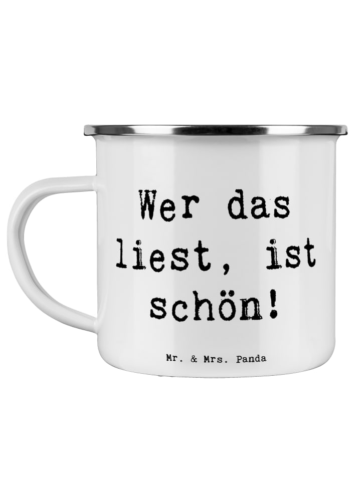 Metalltasse Spruch Freude Schön mit Spruch in Weiß