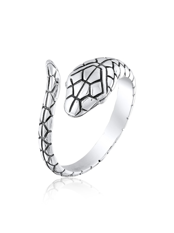 Ring 925 Sterling Silber Schlange in Schwarz