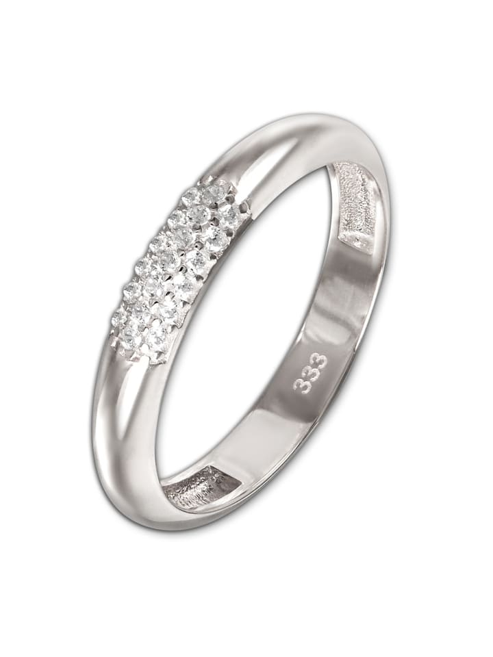 333 Weißgold - 8 Karat Damen Ringe 3-reihig Zirkonia Fingerring 56 (17,8)
