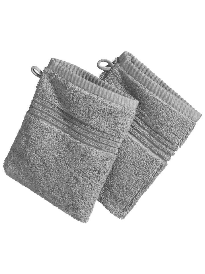 Frottier Waschhandschuh 2er-Pack Konstanz in silber