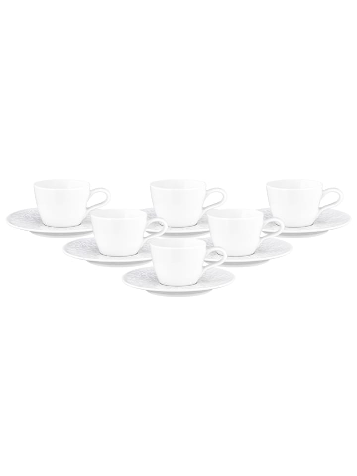 6er Set Espressotassen mit Untertassen Nori Home in Weiß 90 ml