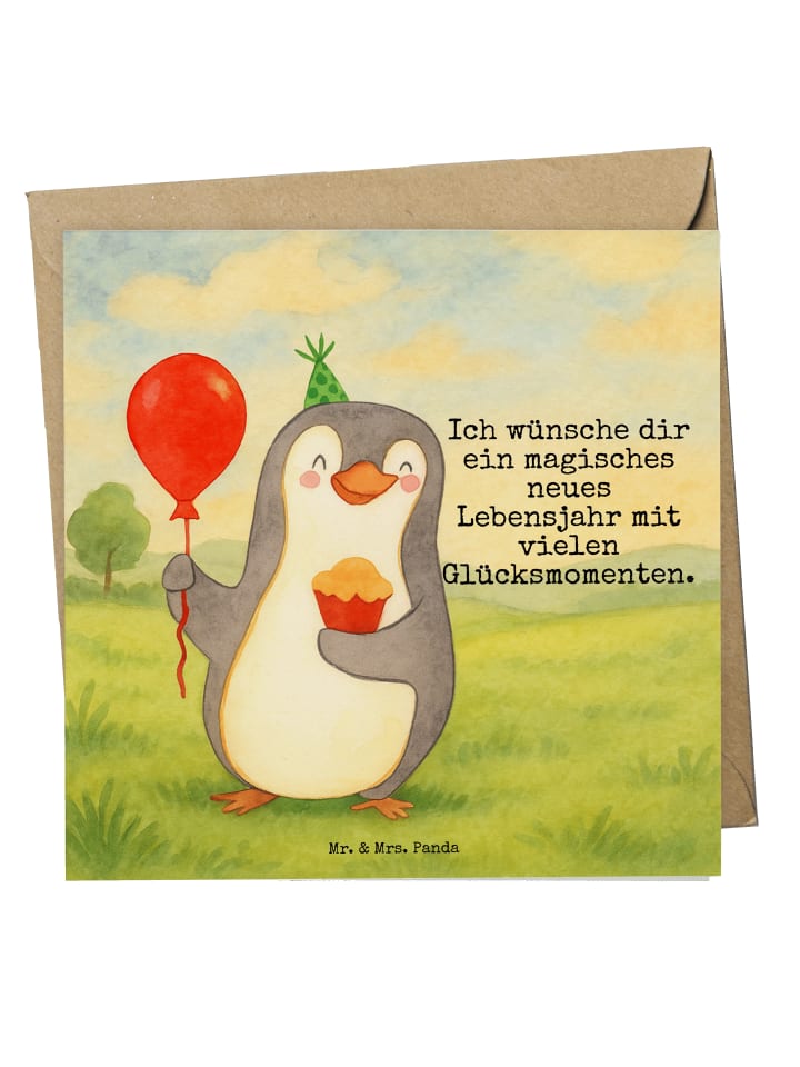 Grußkarte Pinguin Geburtstag Design mit Spruch in Weiß