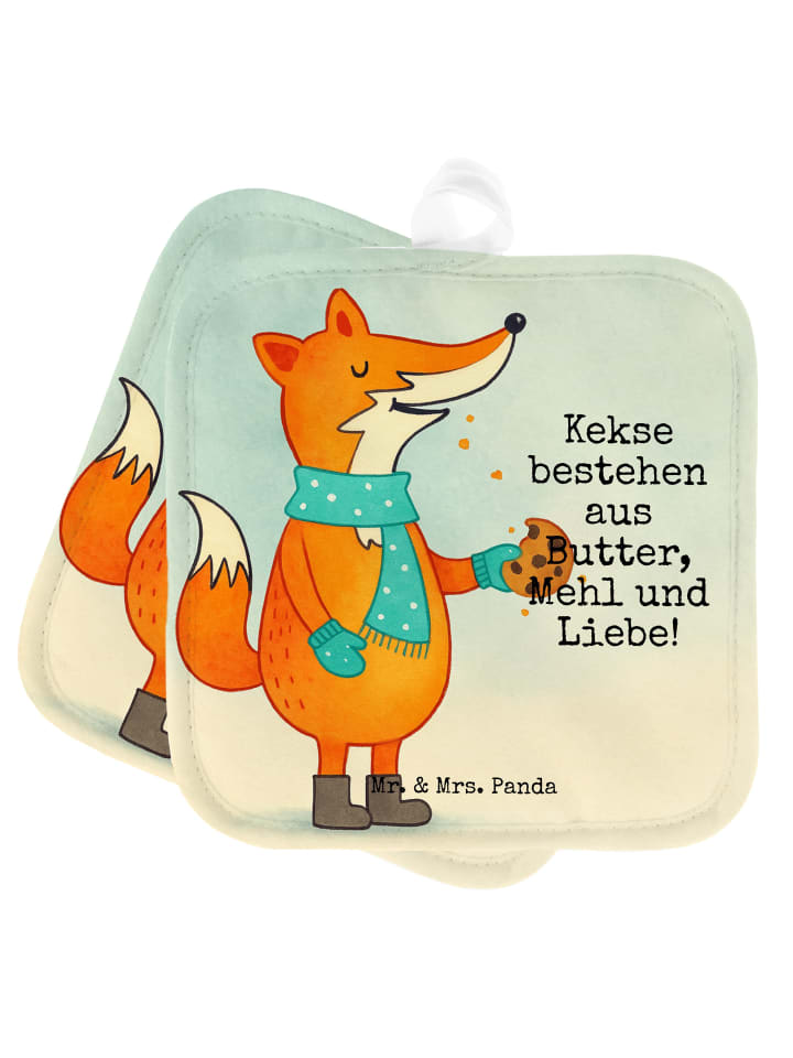 Topflappen Fuchs Keks Design mit Spruch in Weiß