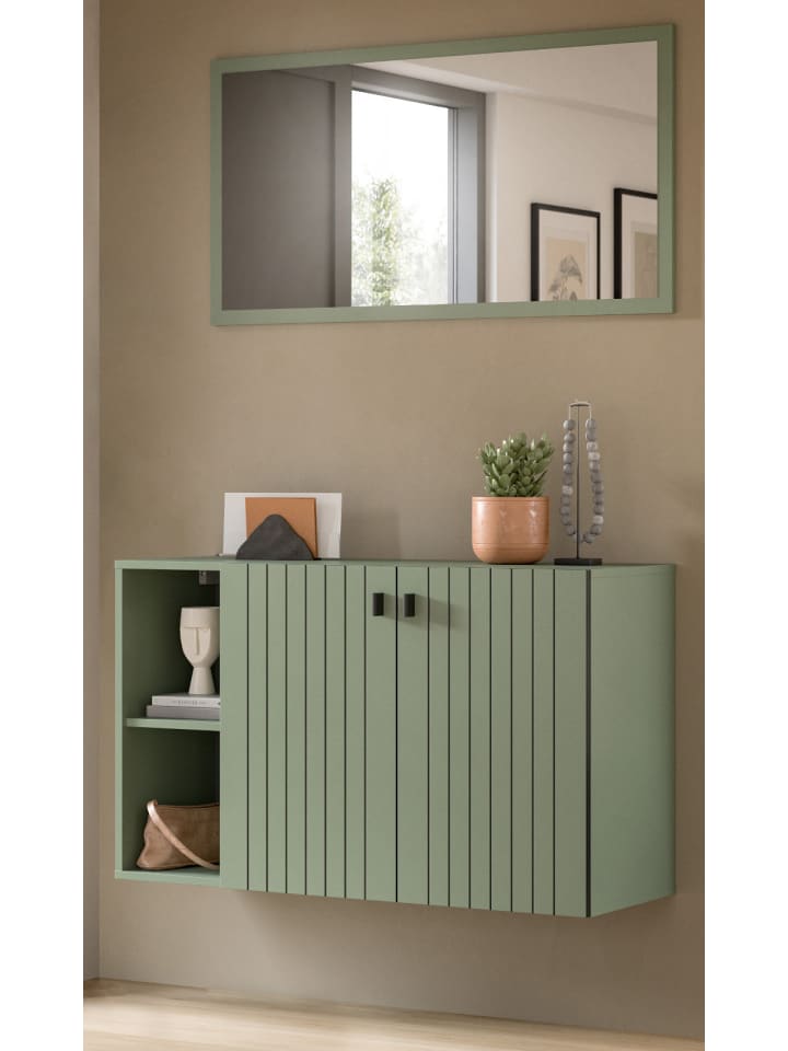 Garderobe-Set grün 2-teilig 106 cm, Garderobenkombination hängend