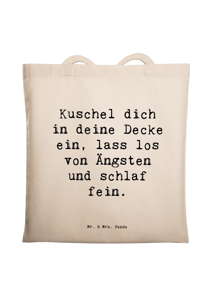 Büchertasche Spruch Alleine schlafen lernen mit... in Creme
