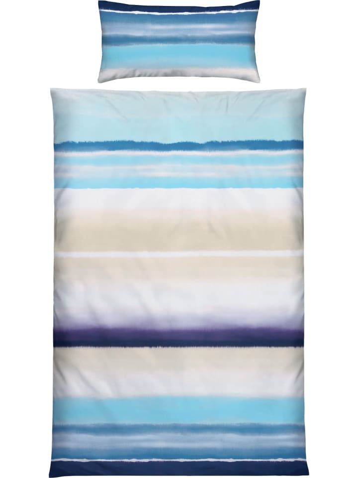 Microfaser Bettwäsche in blau-beige
