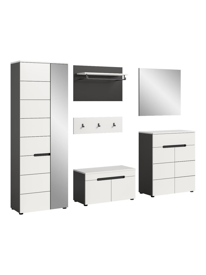 Garderobenmöbel Canu (5-teilig) Weiß 255 x 37 cm