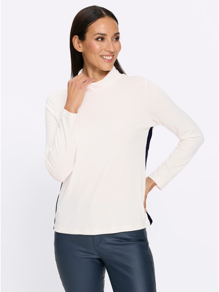 Langarm-Shirt in ecru-marine