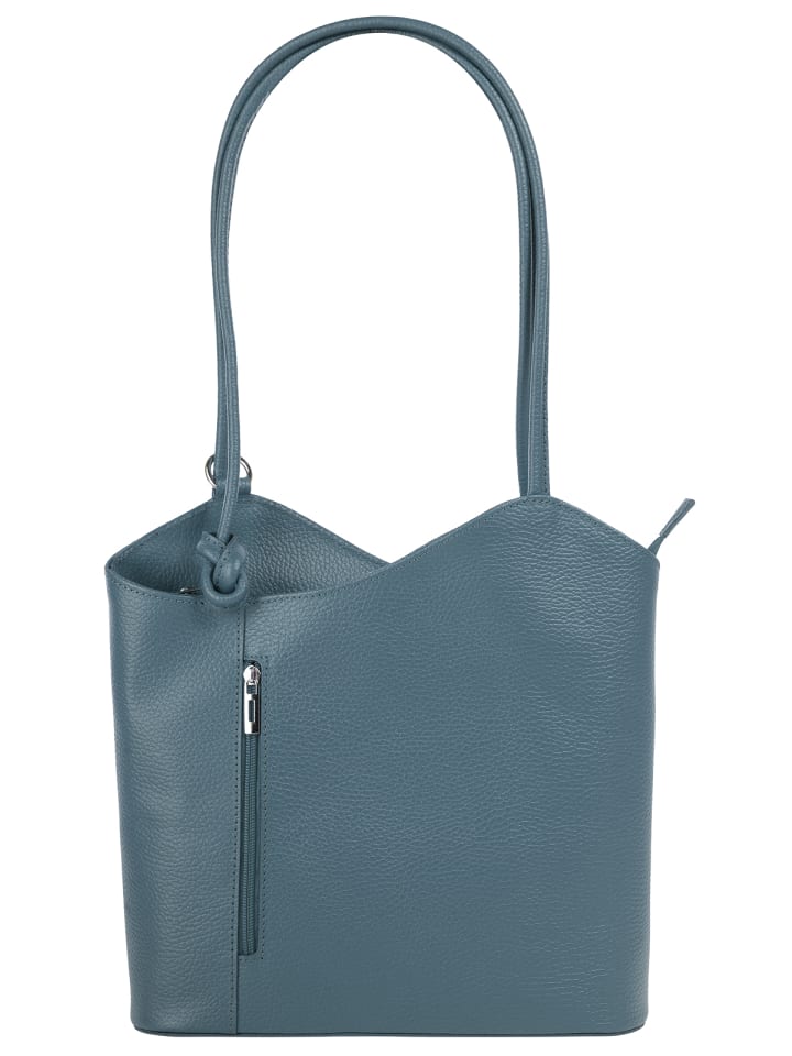 Shopper Rucksack Kombination echt Leder in hellblau