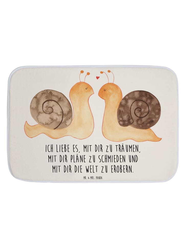 Badeteppich Schnecken Liebe mit Spruch in Weiß