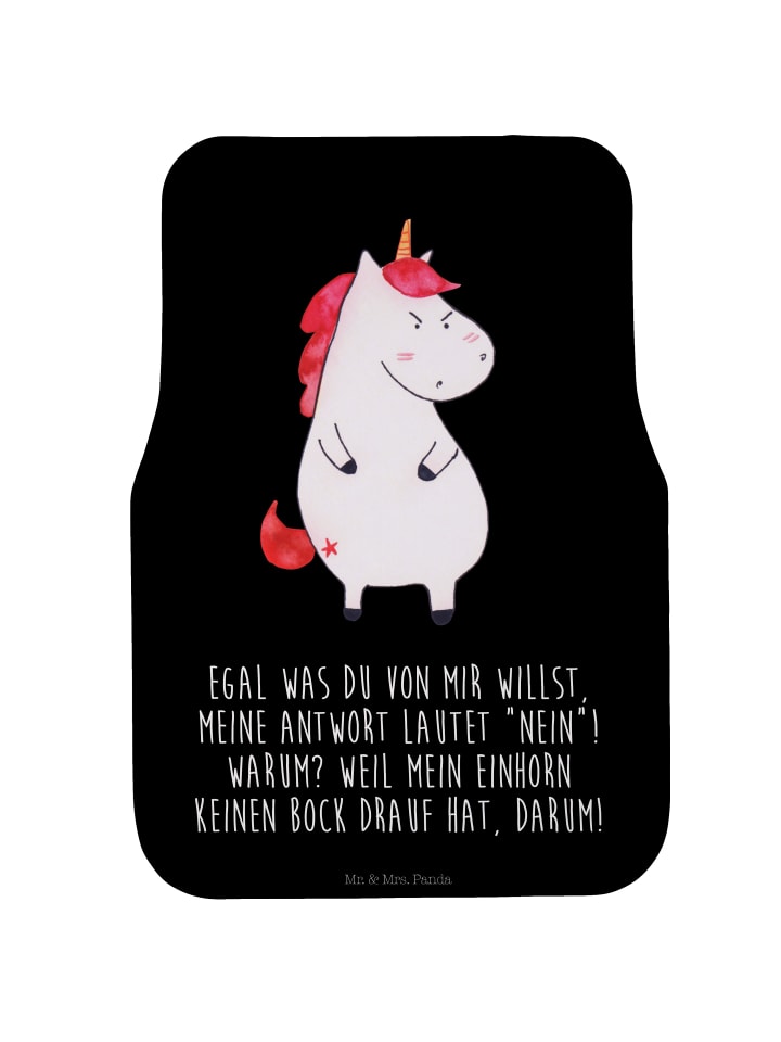 Auto-Fußmatte Einhorn Wut mit Spruch in Schwarz