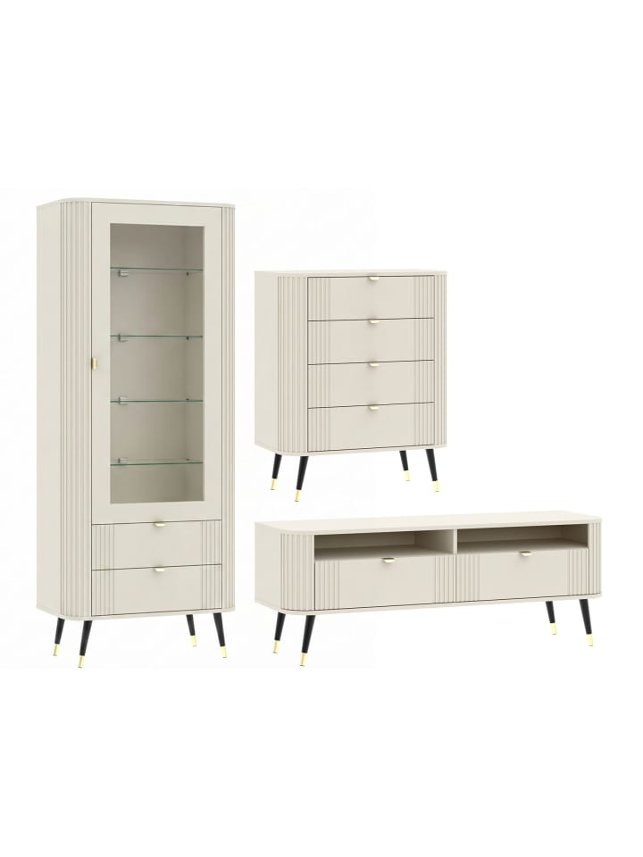 Wohnzimmer-Set Onyx 3-teilig Kaschmir 295 / 60 / 192,4cm