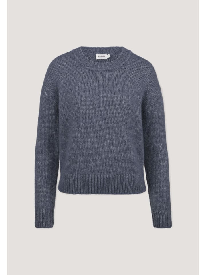 Hessnatur Strick Pullover Relaxed aus Alpaka mit Bio-Baumwolle in graphitblau
