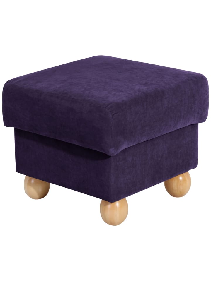 HOCKER Kasha Bezug Veloursstoff Buche natur / violett