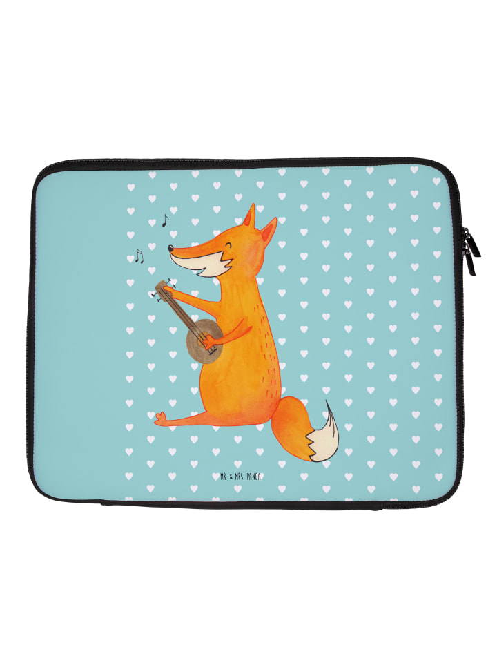 Laptoptasche Fuchs Gitarre ohne Spruch in Türkis Pastell