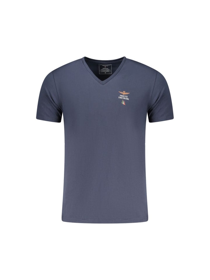 Blau Baumwolle Herren T-Shirt