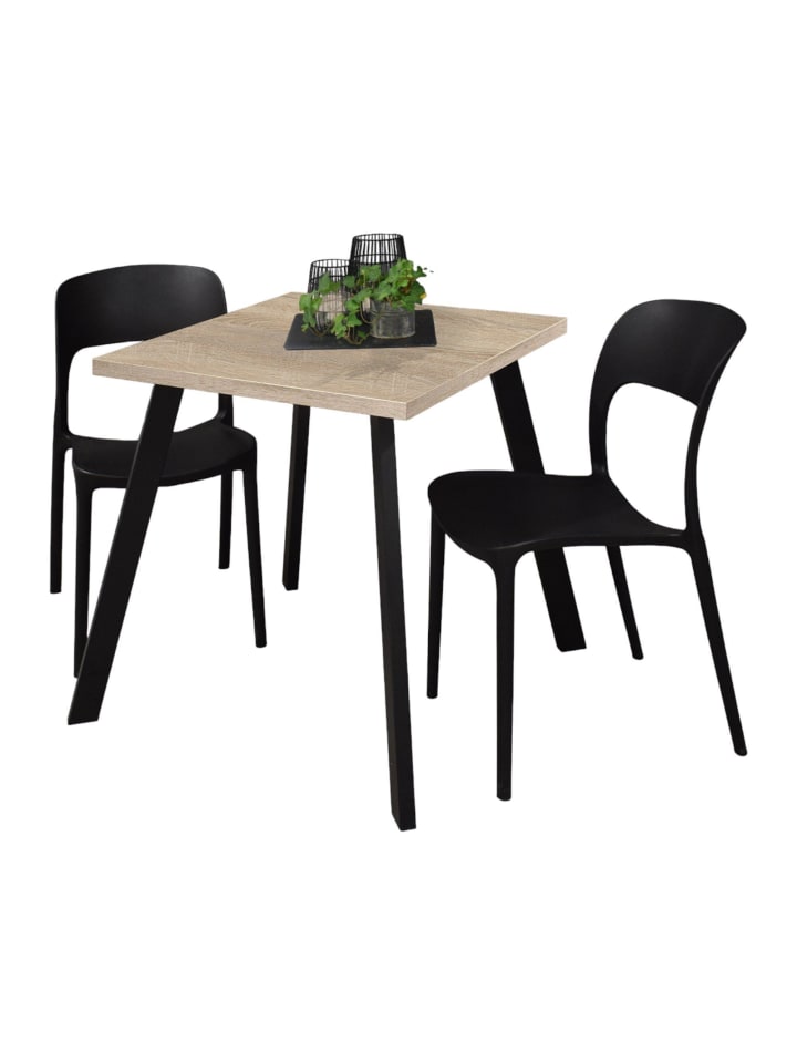 BISTROTISCH Eirene 70x70x75 schwarz matt/eiche sägerau