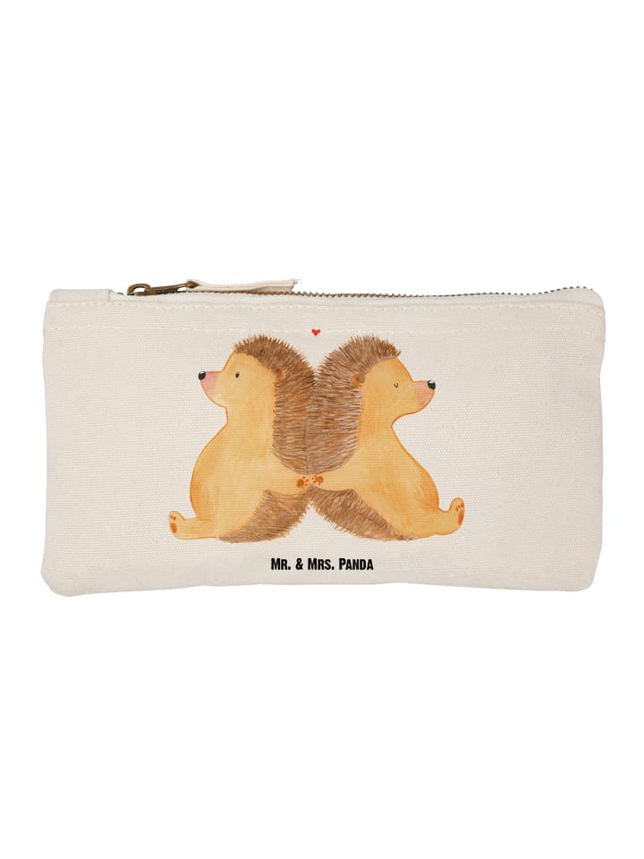Kulturtasche Igel händchenhaltend ohne Spruch in Weiß