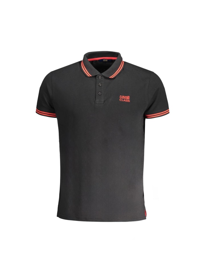 Schwarz Baumwolle Herren Polo Hemd