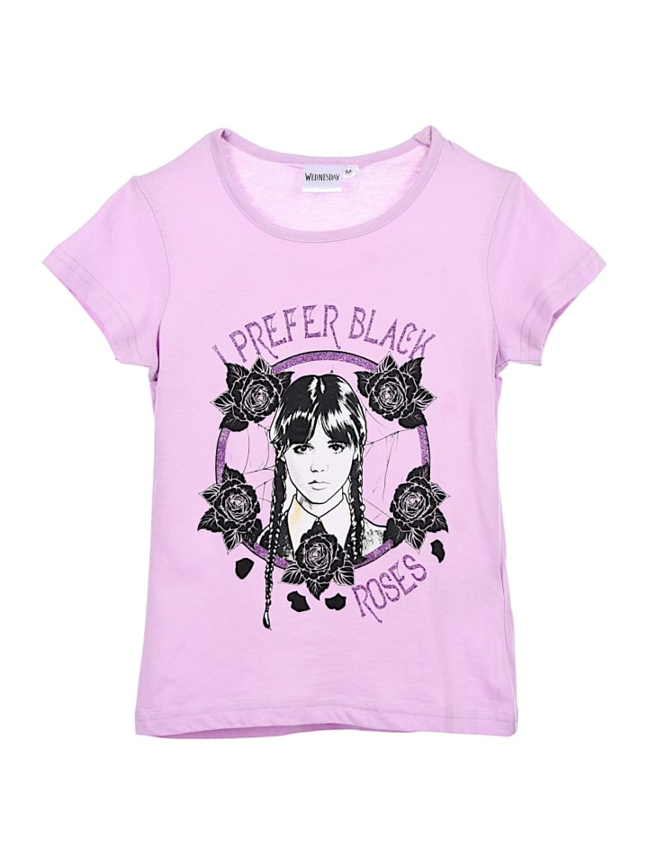 T-Shirt Wednesday mit Glitzer in Lila