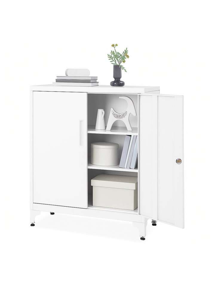 Aktenschrank Berend in Weiß - (B)80 x (H)90 x (T)40 cm