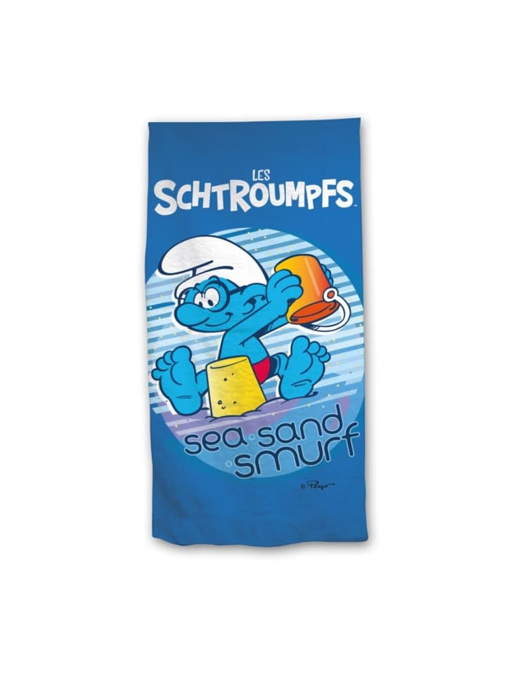 Die Schlümpfe Strandtuch 70 × 140 cm leicht und schnelltrocknend in Blau