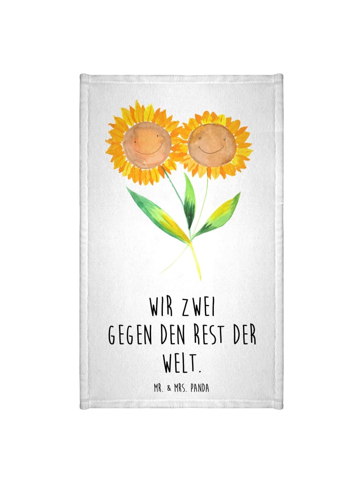 Handtuch Blume Sonnenblume mit Spruch in Weiß