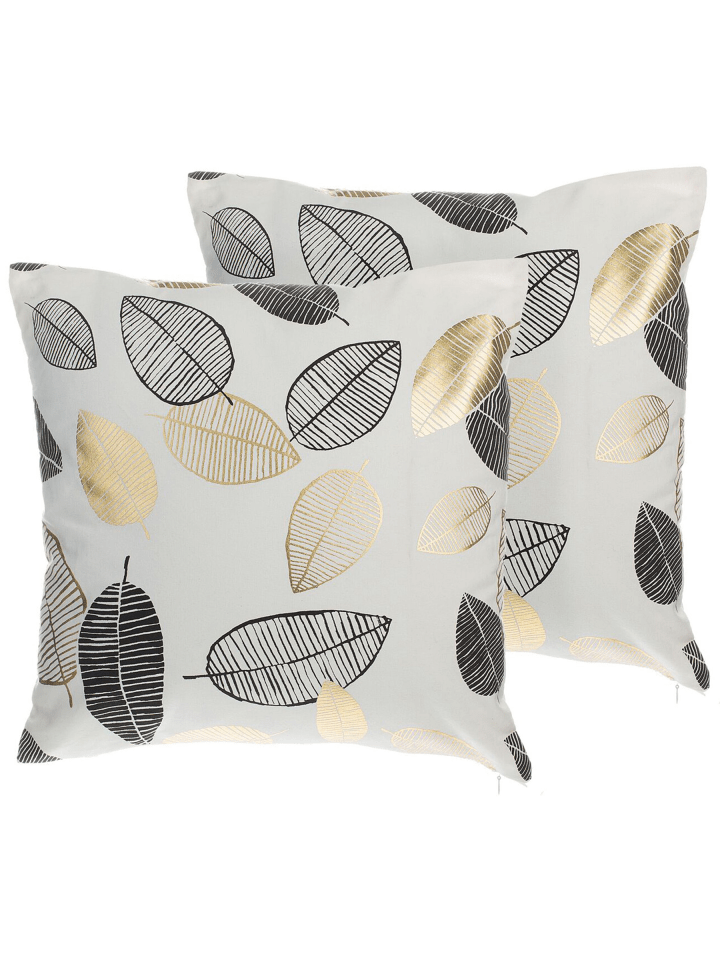 2er-Set Dekokissen LOTUS in Weiß/Gold/Schwarz