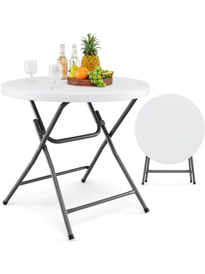 Gartentisch klappbar Ø81cm in Weiß