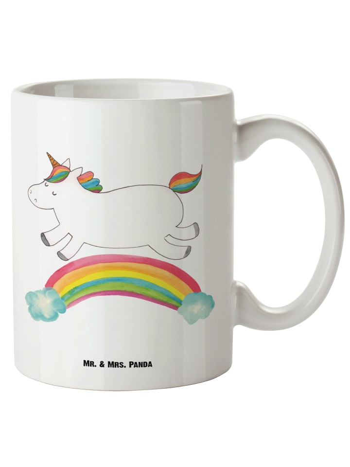 Becher Einhorn Regenbogen ohne Spruch in Weiß