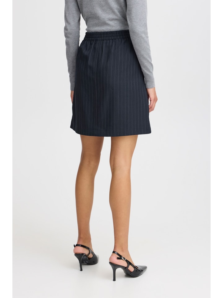 BYMMIDDE SHORT SKIRT - LIGHT WOVEN A-shape in Navy Pinstripe Mix
