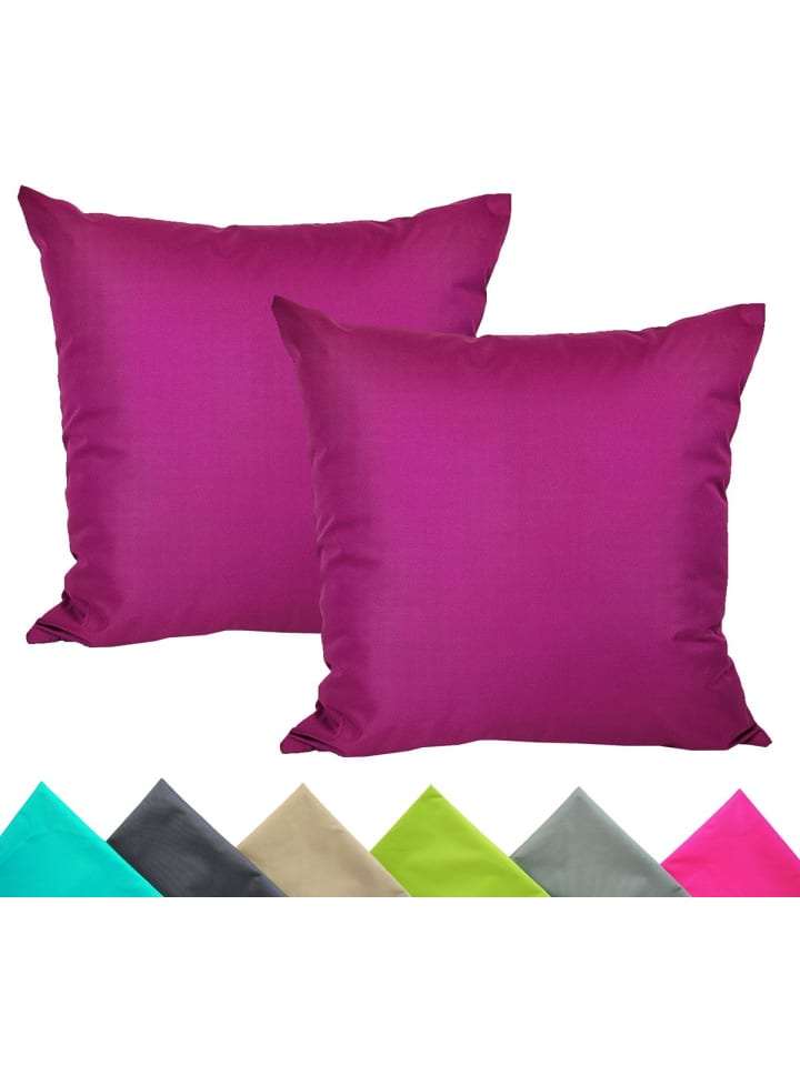 2er Set Outdoor Kissenhülle 40x40cm Uni in Beere