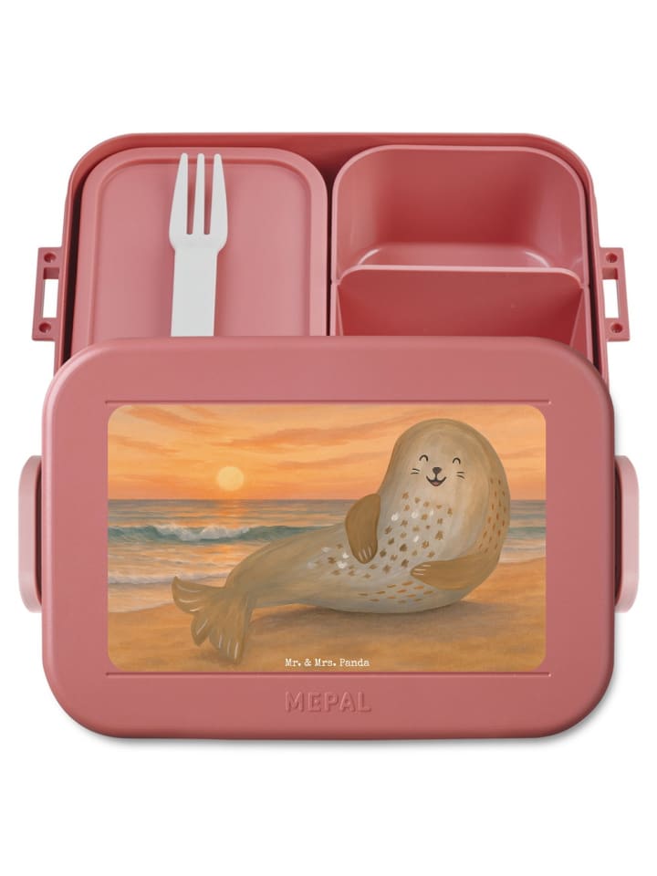 Lunchbox Robbe Lachen Design ohne Spruch in Rot Pastell