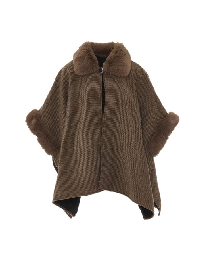 Damen Poncho in Braun