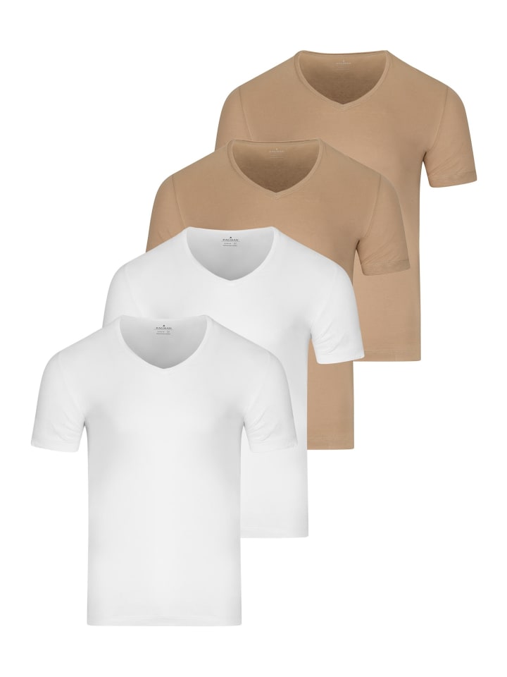 Unterhemd / Shirt Kurzarm Basic in Weiß / beige