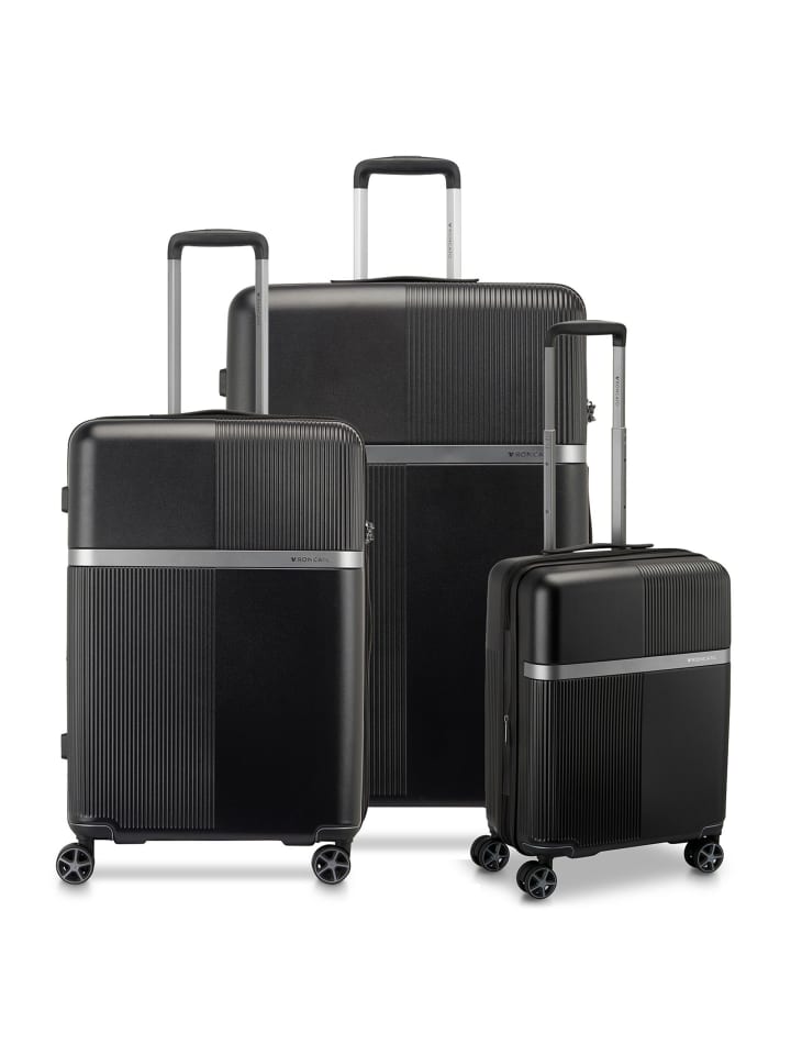 Airglam 4 Rollen Kofferset 3-teilig mit Dehnfalte nero