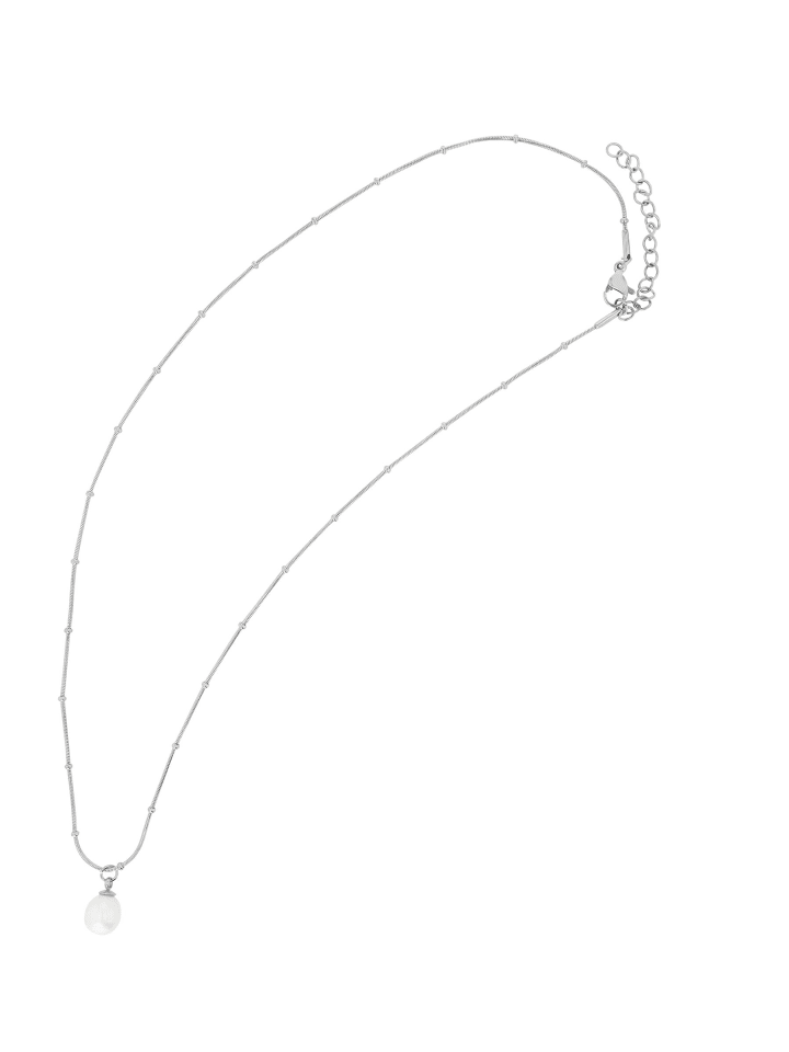 Damen Halskette aus Edelstahl mit Süßwasserperle 45 cm in silber