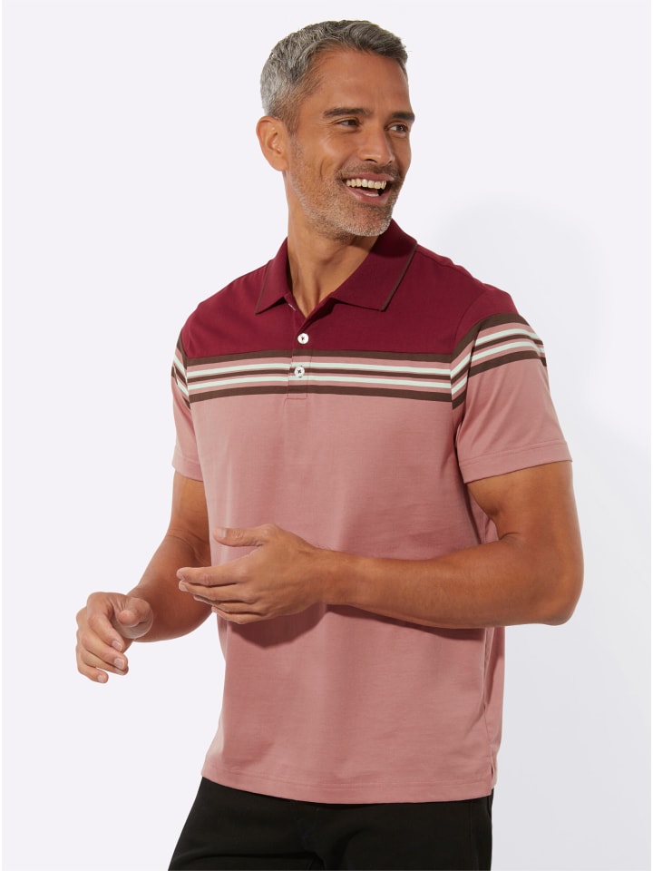 Kurzarm-Poloshirt in dunkelrot-rosenholz