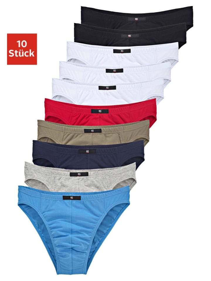Slip in rot, marine, khaki, grau-meliert, weiß, schwarz