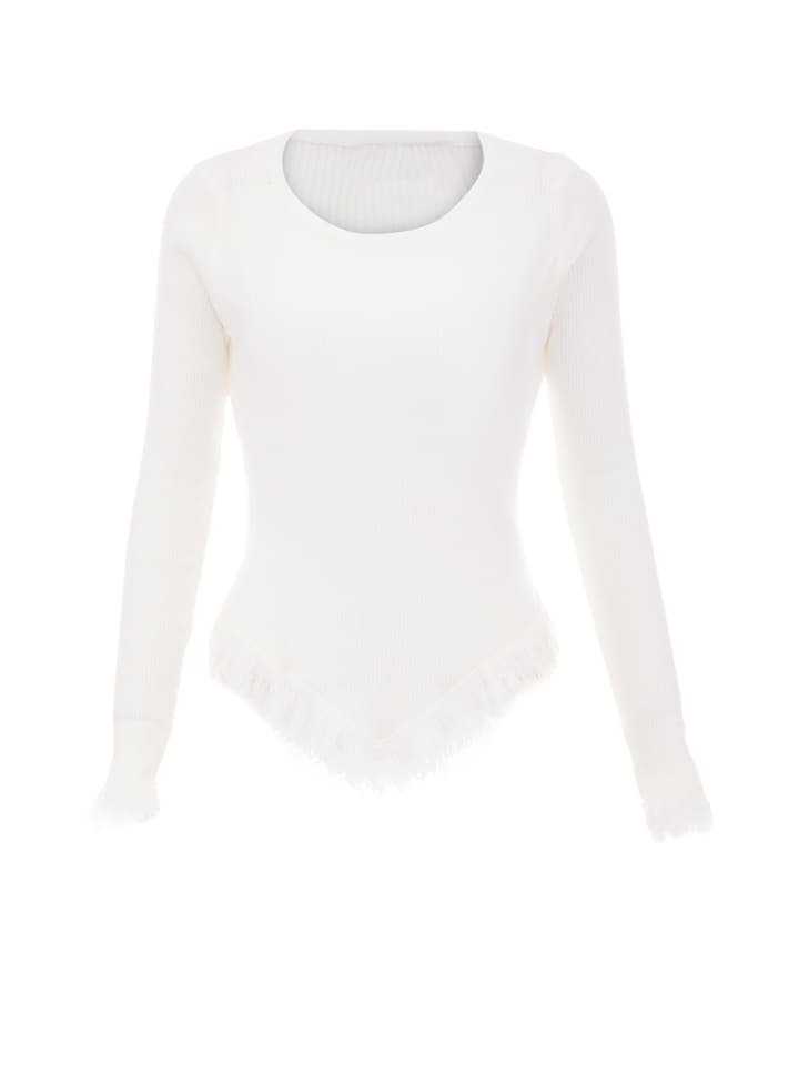 Damen Strickpullover in Wollweiss