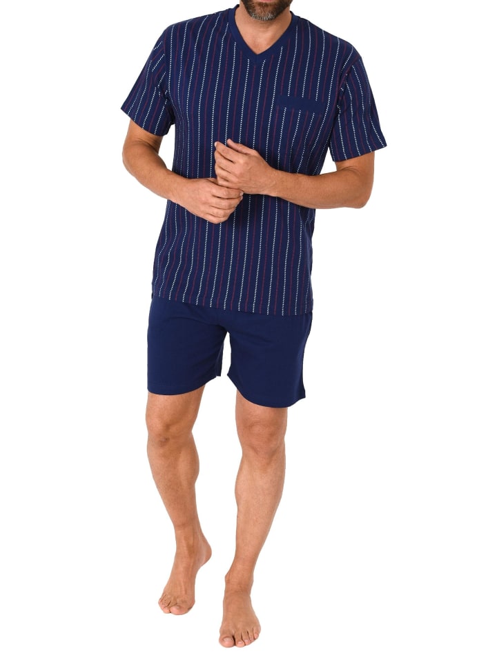 Schlafanzug kurzarm Shorty Pyjama Streifen - 72124 in rot