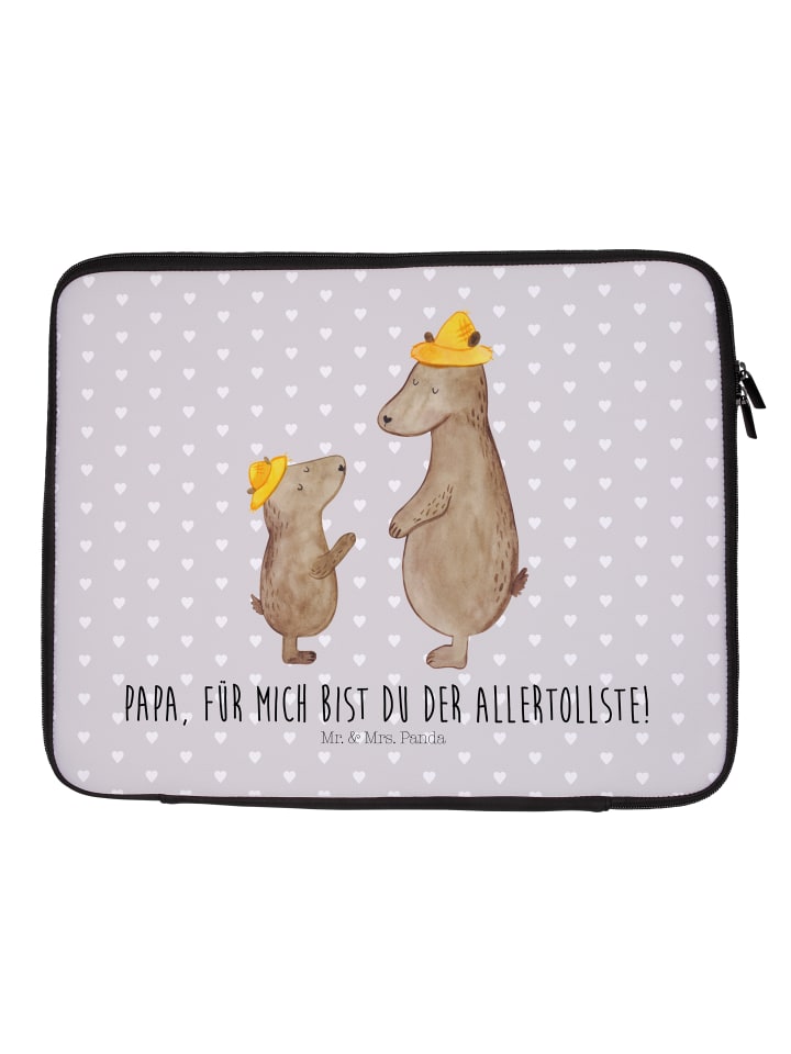 Notebook Tasche Bären mit Hut mit Spruch in Grau Pastell