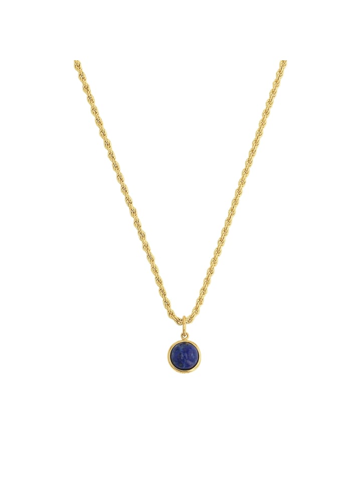 Kette mit Anhänger Silber 925, gelbvergoldet in Blau