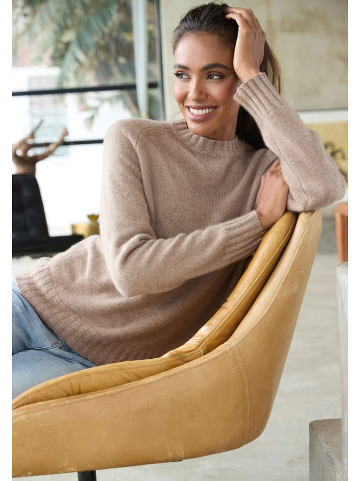 Kaschmirpullover in sand meliert
