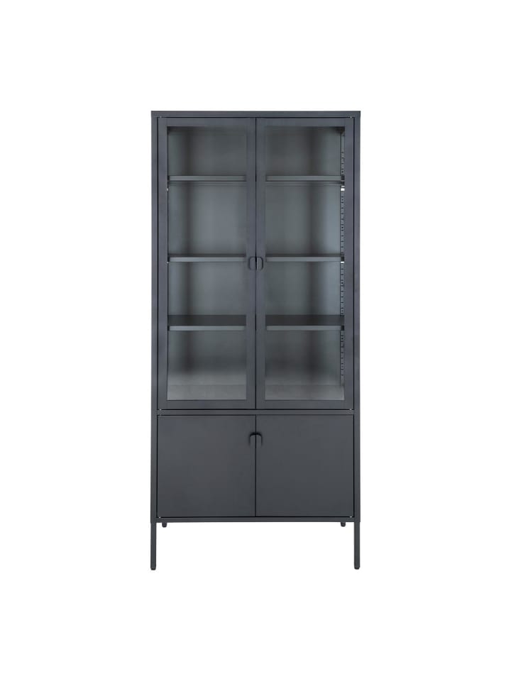 Vitrinenschrank Brisbane Schwarz 80 x 35 cm