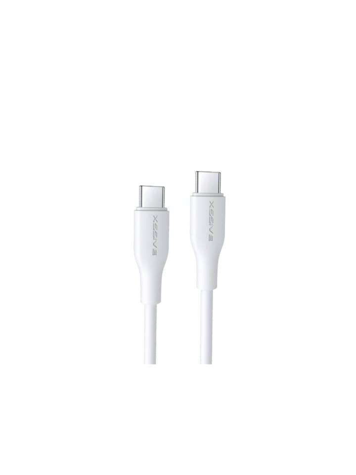 65W 1 Meter USB-C zu USB-C Datenkabel 2.4A Schnell-Ladekabel in Weiß