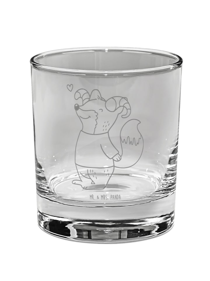 Gravur-Glas Widder Astologie ohne Spruch in Transparent
