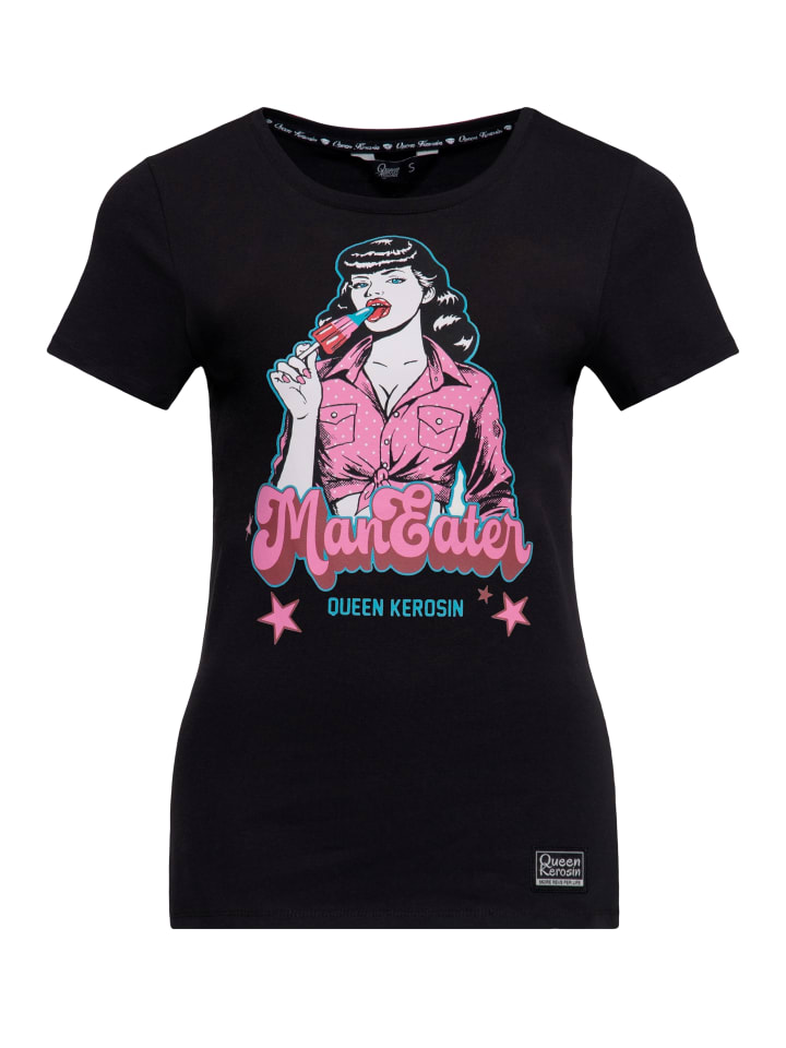 Queen Kerosin T-Shirt Man Eater in schwarz