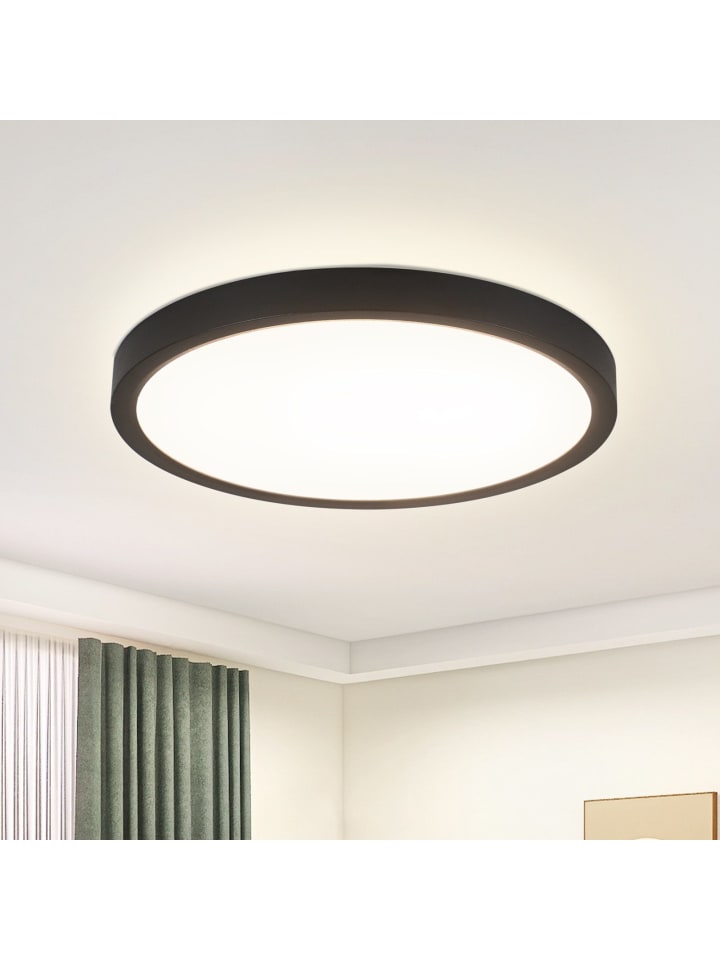 Deckenleuchte LED in schwarz Ø18cm rund 4000K neutralweiß flach Flurlampe 15 W